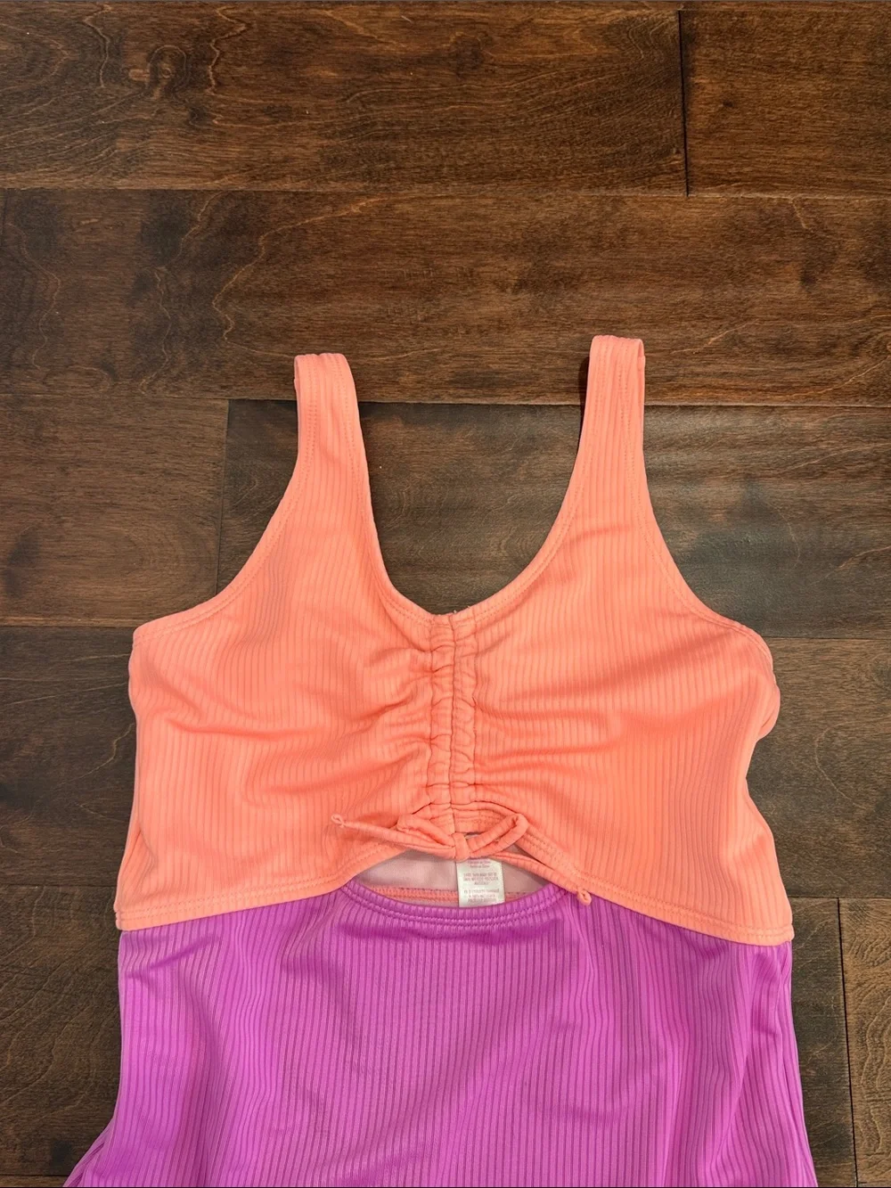 Justice Girls One-Piece Swimsuit Bathing Suit Neon Coral Fuchsia, Girls XL/16-18
